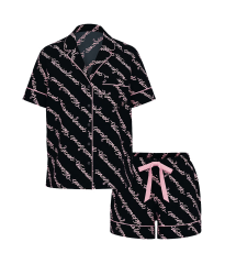 Піжама Flannel Short Pajama Set Black Ribbon Script