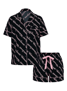 Пижама Flannel Short Pajama Set Black Ribbon Script