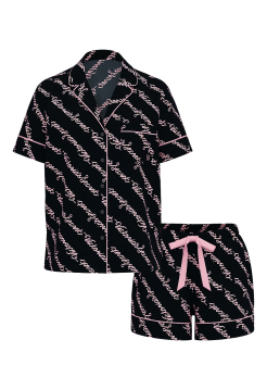 Піжама Flannel Short Pajama Set Black Ribbon Script