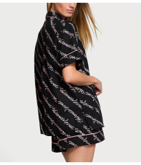 Піжама Flannel Short Pajama Set Black Ribbon Script