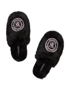 Домашние тапочки Closed-Toe Faux Fur Slippers Black