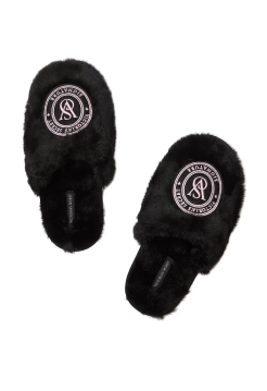 Домашні капці Closed-Toe Faux Fur Slippers Black