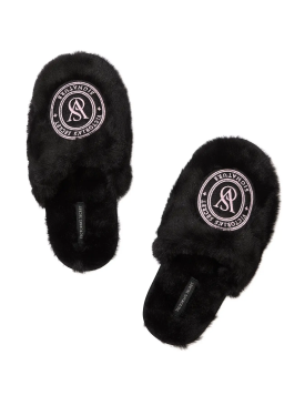 Домашні капці Closed-Toe Faux Fur Slippers Black