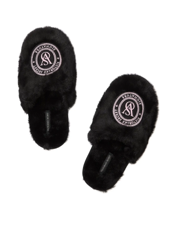 Домашні капці Closed-Toe Faux Fur Slippers Black