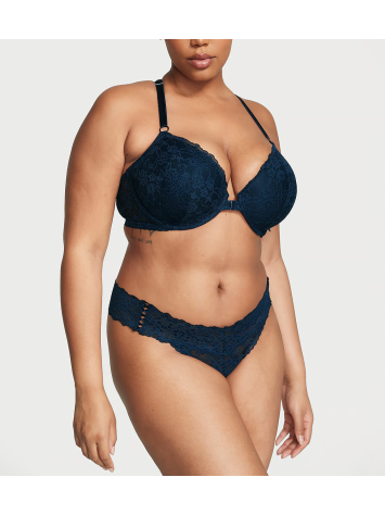 Трусики Lace-Up Lace Thong Panty Noir Navy