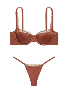 Комплект белья Logo Embroidery Lightly Lined Balconette Bra Set Clay