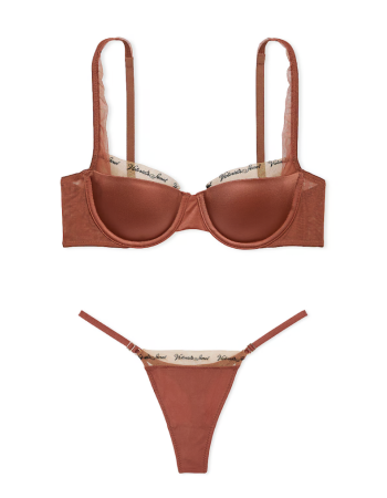 Комплект білизни Logo Embroidery Lightly Lined Balconette Bra Set Clay