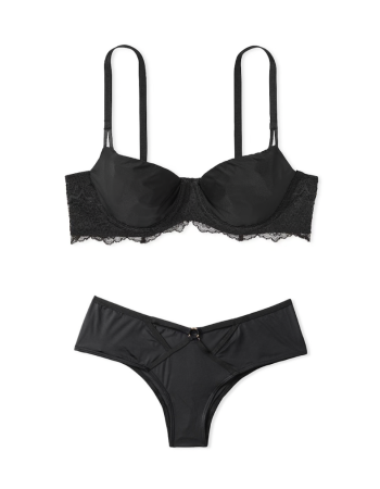 Комплект белья Wicked Unlined Smooth & Lace Balconette Bra Black