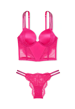 Комплект білизни Double Shine Strap Push-Up Corset Top Set Hot Pink