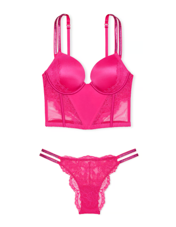 Комплект білизни Double Shine Strap Push-Up Corset Top Set Hot Pink