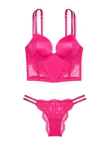 Комплект білизни Double Shine Strap Push-Up Corset Top Set Hot Pink