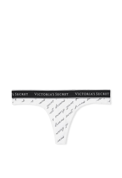 Трусики Cotton Thong Panty White Logo