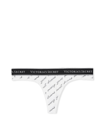 Трусики Cotton Thong Panty White Logo