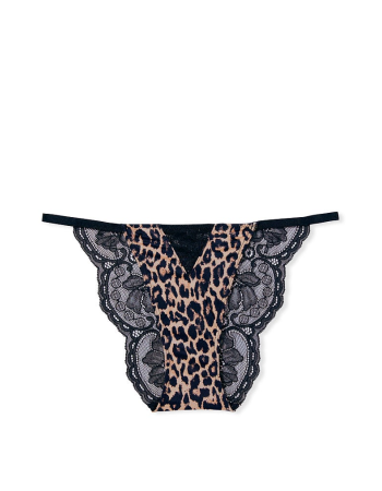 Трусики Very Sexy Black Lace Brazilian panty Leopard