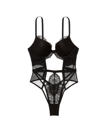 Боди Push-Up Cutout Lace Teddy Black