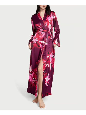Халат Satin Long Robe Floral Print