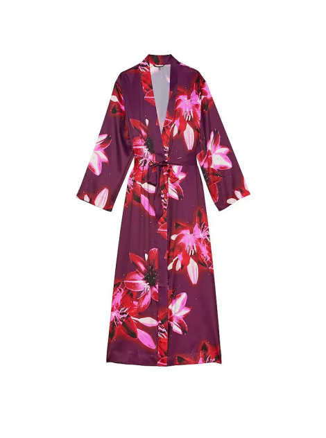 Халат Satin Long Robe Floral Print