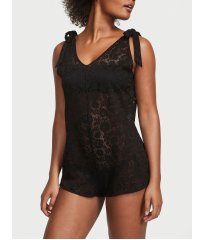 Ромпер Swim Crochet Lace Romper Cover-Up Black