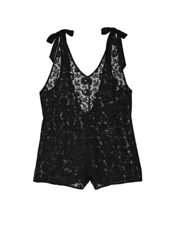 Ромпер Swim Crochet Lace Romper Cover-Up Black