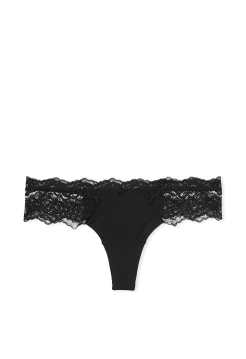 Трусики Dream Angels Lace-Trim Thong Panty Black