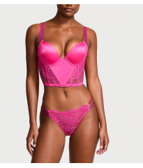 Комплект белья Double Shine Strap Push-Up Corset Top Set Hot Pink