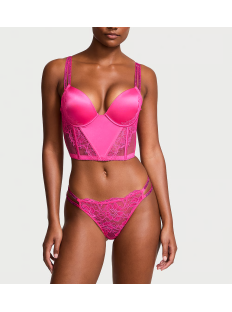 Комплект белья Double Shine Strap Push-Up Corset Top Set Hot Pink