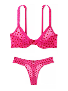 Комплект білизни Fun & Flirty Demi Bra Set Forever Pink Hearts