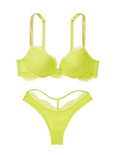 Комплект білизни Shine Chain Strap Lace Push-Up Bra Limelight