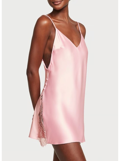 Пеньюар Satin Plunge Lace Slip Angel Pink❤️