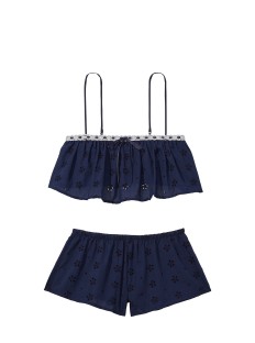 Пижама Cropped Cami Short Set Cotton Blue