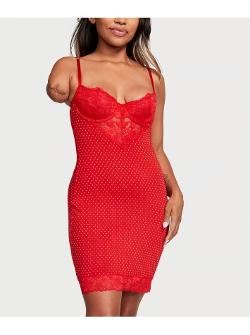 Пеньюар Modal & Lace Cupped Mini Slip Dress Lipstick Pin Dots