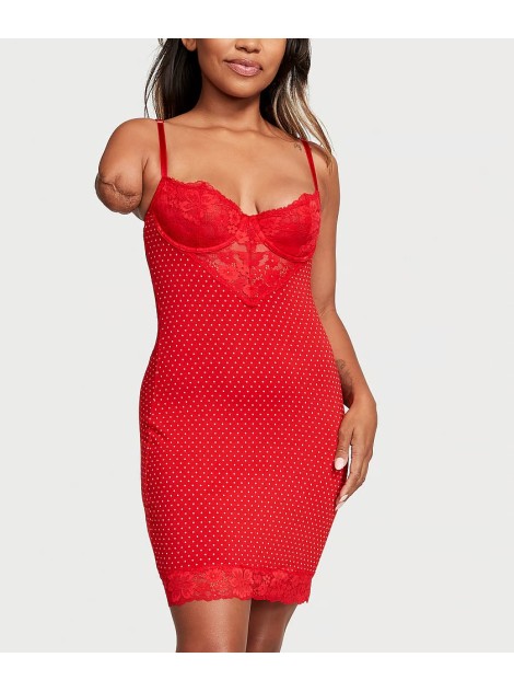Пеньюар Modal & Lace Cupped Mini Slip Dress Lipstick Pin Dots