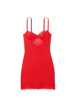 Пеньюар Modal & Lace Cupped Mini Slip Dress Lipstick Pin Dots