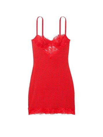 Пеньюар Modal & Lace Cupped Mini Slip Dress Lipstick Pin Dots