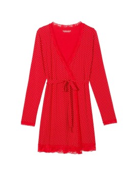 Халат Modal Lace-Trim Robe Lipstick Pin Dots