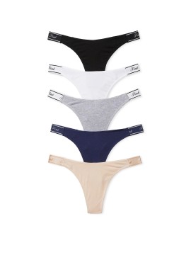 Набор трусиков 5-Pack Logo Cotton High-Leg Thong Panties