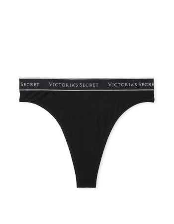 Трусики Logo Cotton High-Waist Thong Panty Black