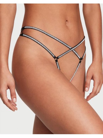Трусики Crotchless Shine Strappy Thong Panty Black