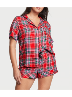 Піжама Flannel Short Pajama Set Lipstick Beauty Plaid