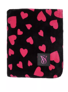 Плед Plush Fleece Blanket Black Hearts