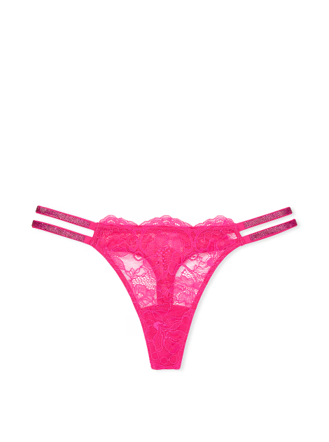 Трусики Double Shine Strap Lace Thong Panty Forever Pink