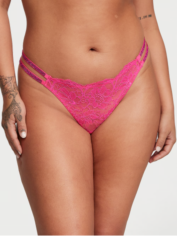 Трусики Double Shine Strap Lace Thong Panty Forever Pink