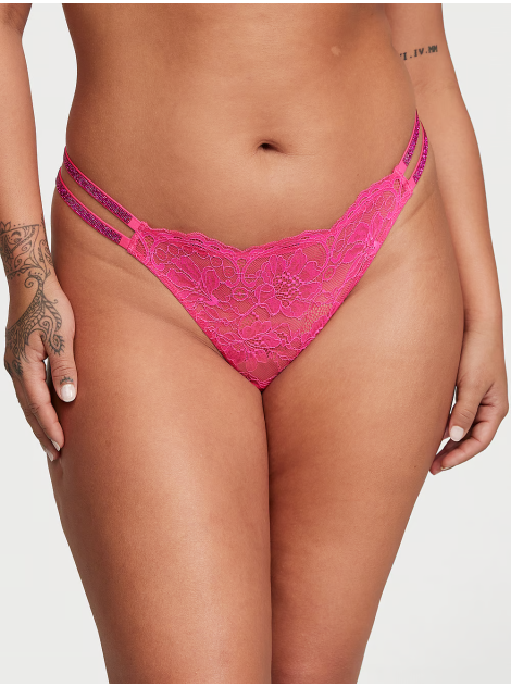 Трусики Double Shine Strap Lace Thong Panty Forever Pink