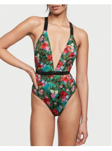Купальник монокини Shine Strap Plunge One-Piece Swimsuit Floral