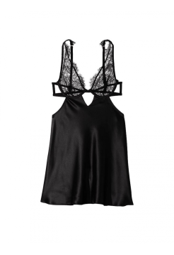 Пеньюар Victoria Secret Lace Satin Cutout Slip Black