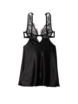 Пеньюар Victoria’s Secret Lace Satin Cutout Slip Black