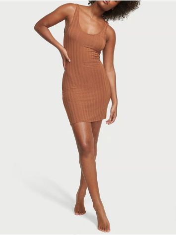 Сукня-пеньюар Luxe Modal Ribbed Slip Caramel