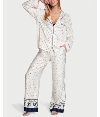 Пижама Satin Long Pajama Set Coconut White Dots