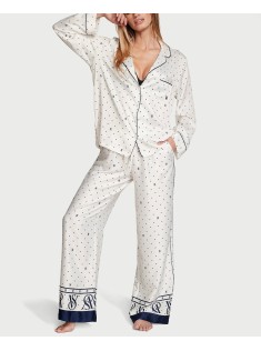 Піжама Satin Long Pajama Set Coconut White Dots