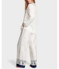 Піжама Satin Long Pajama Set Coconut White Dots